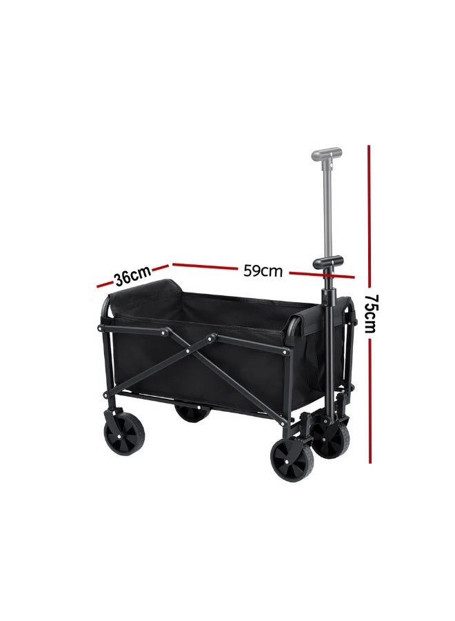 إي وورلد عربة تسوق قابلة للطي – عربة متعددة الاستخدامات تتحمل حتى 32 كجم بمقبض قابل للتعديل، عجلات لجميع التضاريس، قماش مقاوم للماء، مدمجة للشاطئ والتخييم والحديقة والاستخدام اليومي – أسود - Image 2